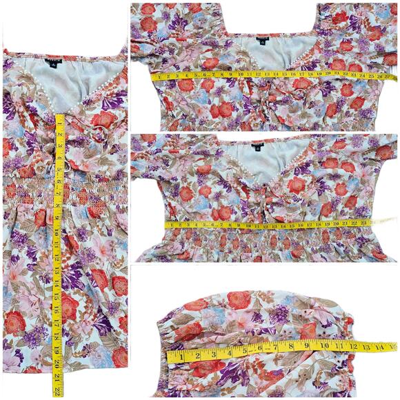 Puff Sleeve Babydoll Top Torrid Plus Size 4X Floral Print Eyelet Smocked Corset - Picture 5 of 9